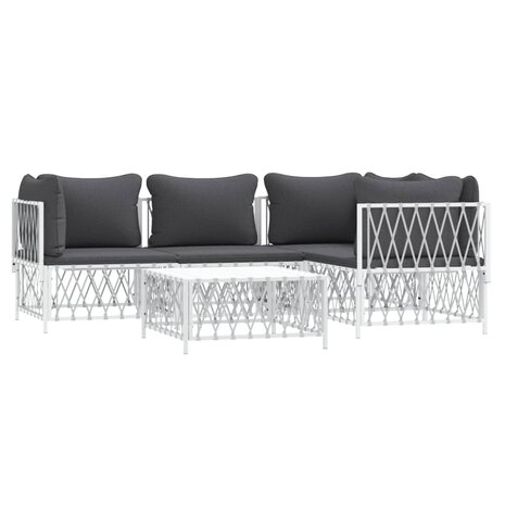 5-delige Loungeset met kussens staal wit