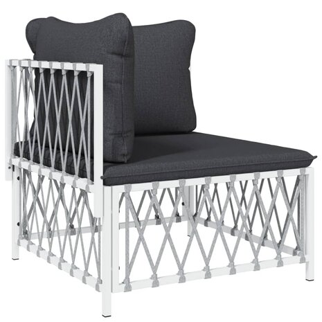5-delige Loungeset met kussens staal wit