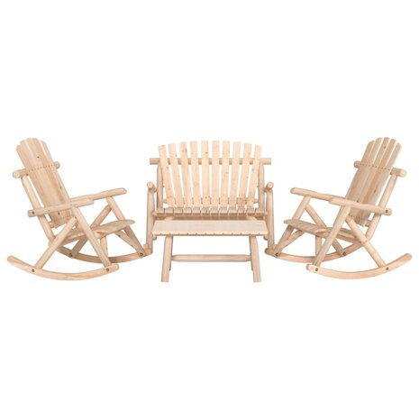 4-Delige Loungeset Massief Vurenhout 1 Naturel