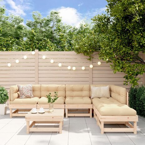 7-delige Loungeset met kussens massief teak