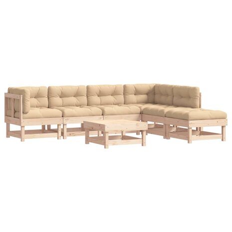 7-delige Loungeset met kussens massief teak