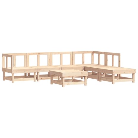 7-delige Loungeset met kussens massief teak