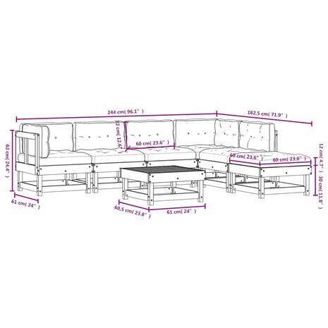 7-delige Loungeset met kussens massief teak