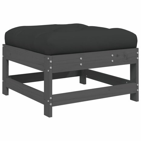 6-delige Loungeset met kussens massief hout grijs