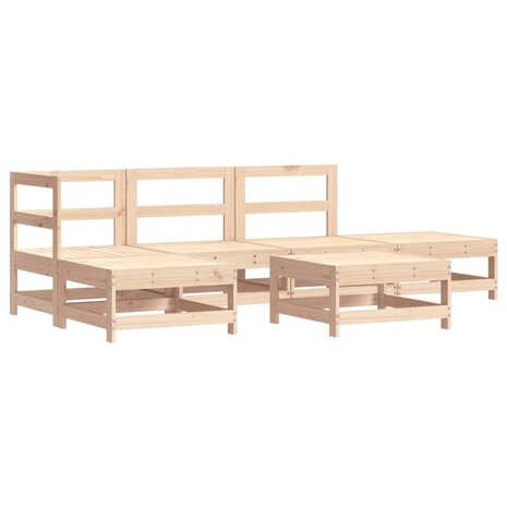 6-delige Loungeset met kussens massief hout