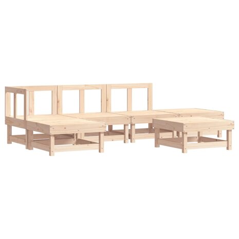 6-delige Loungeset met kussens massief hout