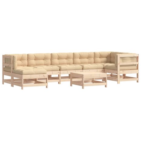 8-delige Loungeset met kussens massief hout