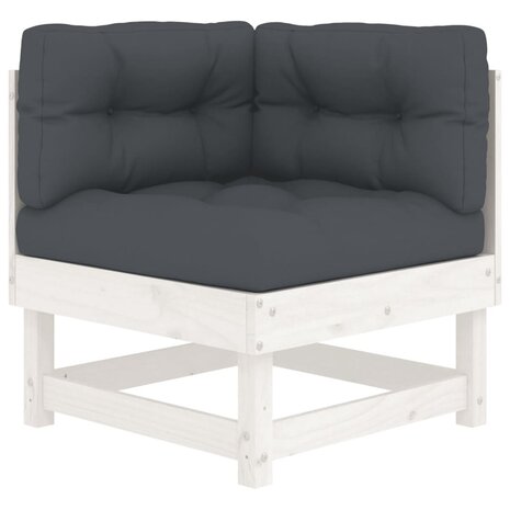 8-delige Loungeset met kussens massief hout wit