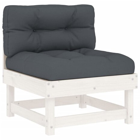 8-delige Loungeset met kussens massief hout wit