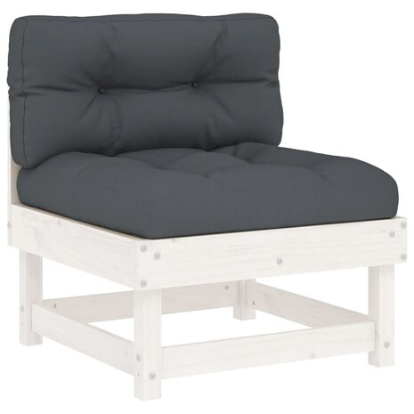 8-delige Loungeset met kussens massief hout wit