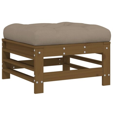 5-delige Loungeset met kussens massief hout honingbruin