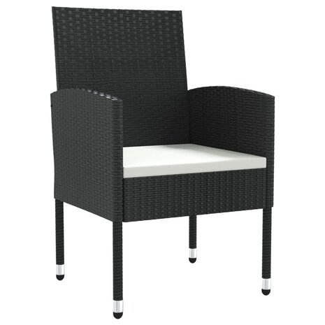 9-delige Tuinset poly rattan en staal zwart