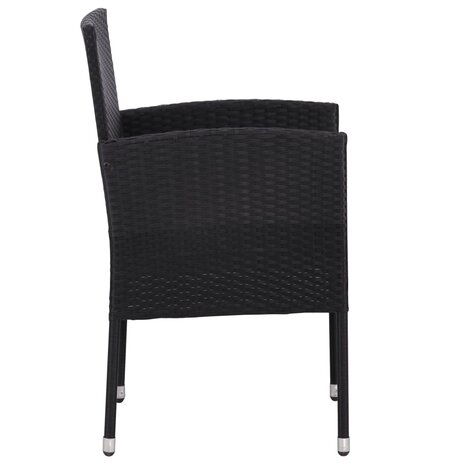 9-delige Tuinset poly rattan en staal zwart