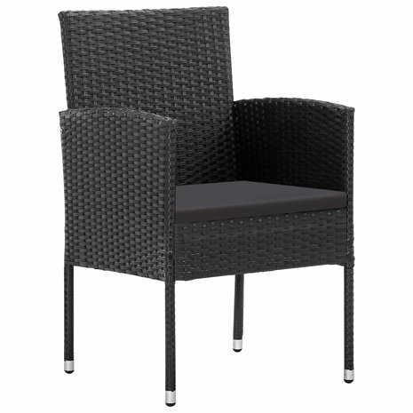 9-delige Tuinset poly rattan en staal zwart
