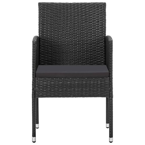 9-delige Tuinset poly rattan en staal zwart