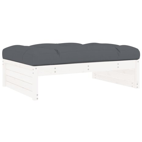 6-delige Loungeset met kussens massief hout wit