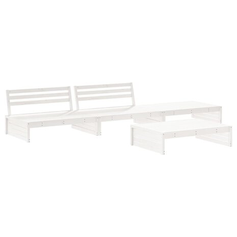 4-delige Loungeset met kussens massief hout wit