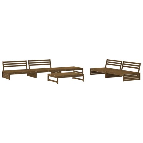6-delige Loungeset met kussens grenenhout honingbruin