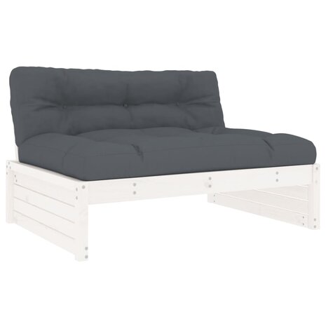 5-delige Loungeset met kussens massief hout wit