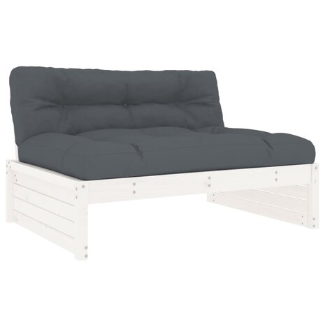 6-delige Loungeset met kussens massief hout wit