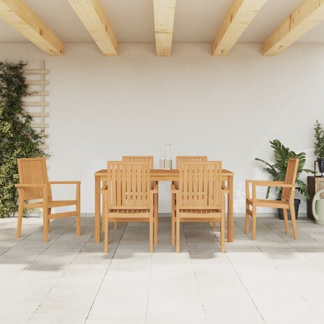 7-delige Tuinset massief teakhout