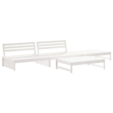4-delige Loungeset massief grenenhout wit