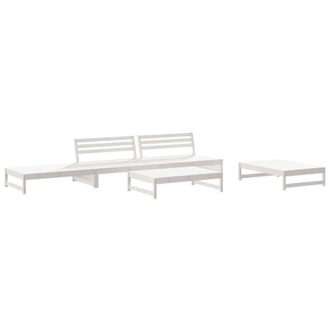 5-delige Loungeset massief grenenhout wit