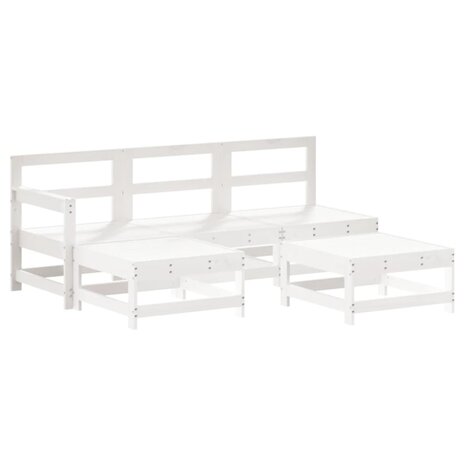 5-delige Loungeset massief grenenhout wit