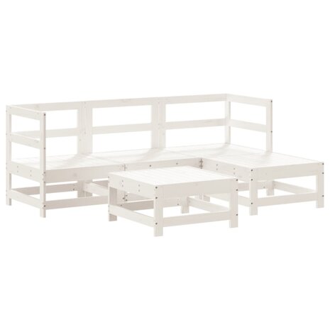 5-delige Loungeset massief grenenhout wit