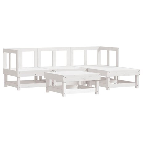 5-delige Loungeset massief grenenhout wit