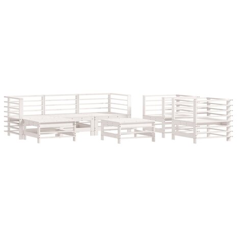 7-delige Loungeset massief grenenhout wit