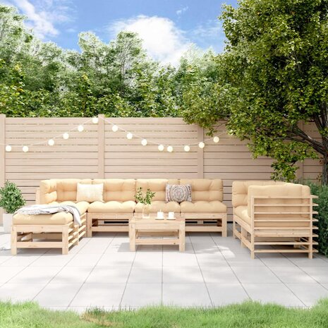 9-delige Loungeset massief grenenhout