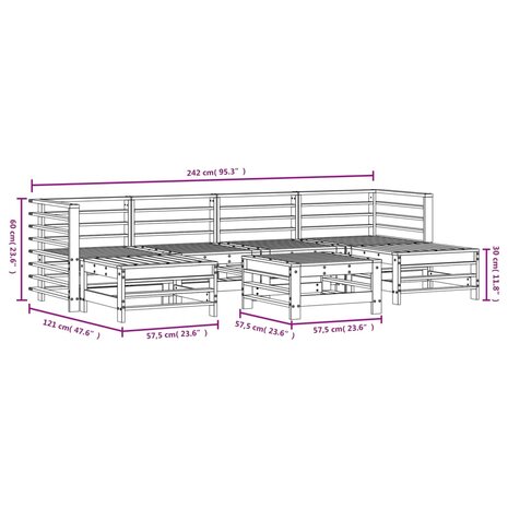 7-delige Loungeset massief grenenhout
