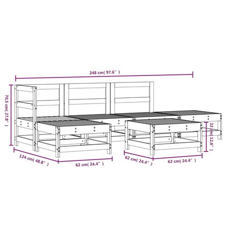 6-delige Loungeset geïmpregneerd grenenhout