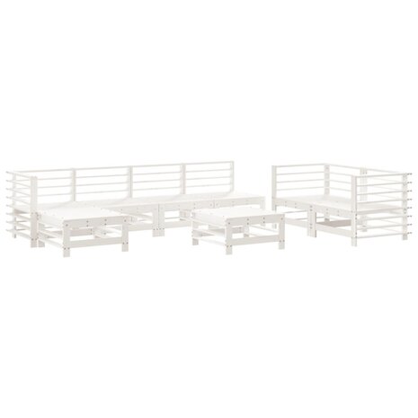 8-delige Loungeset massief grenenhout wit