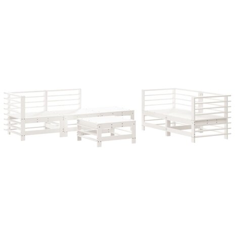 6-delige Loungeset massief grenenhout wit
