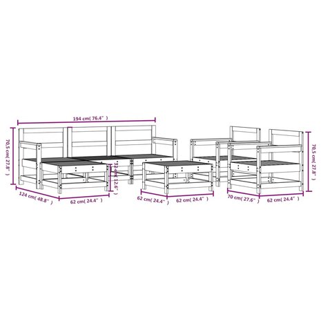 7-delige Loungeset geïmpregneerd grenenhout
