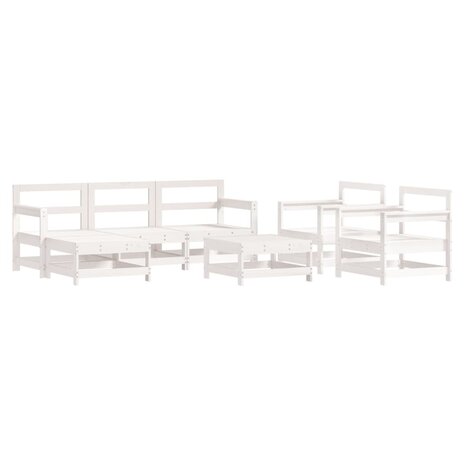 7-delige Loungeset massief grenenhout wit