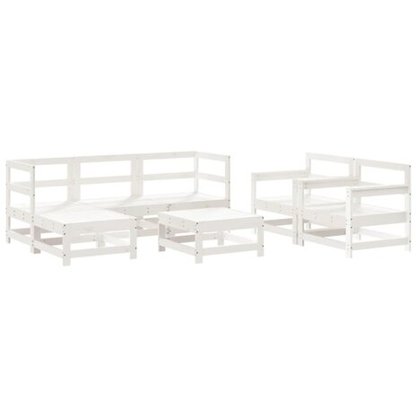 7-delige Loungeset massief grenenhout wit
