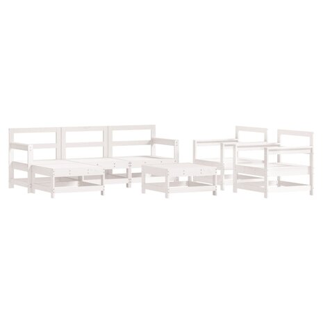 7-delige Loungeset massief grenenhout wit