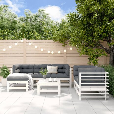 7-delige Loungeset massief grenenhout wit
