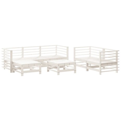 7-delige Loungeset massief grenenhout wit