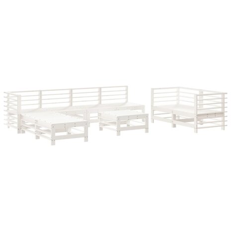 9-delige Loungeset massief grenenhout wit