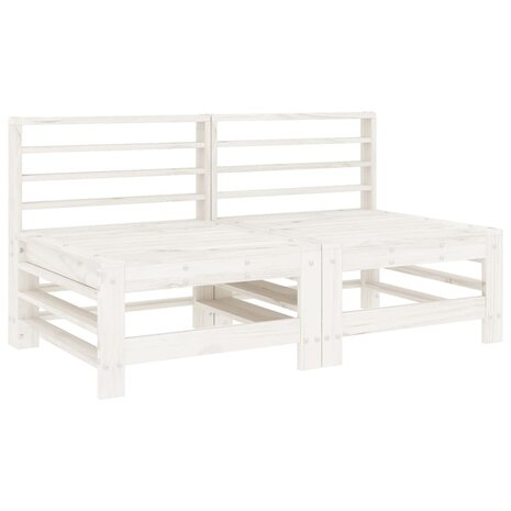4-delige Loungeset massief grenenhout wit