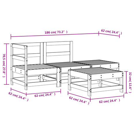 4-delige Loungeset geïmpregneerd grenenhout