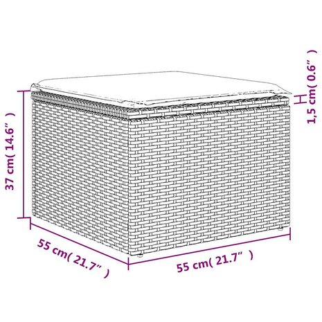7-delige Loungeset met kussens poly rattan beige