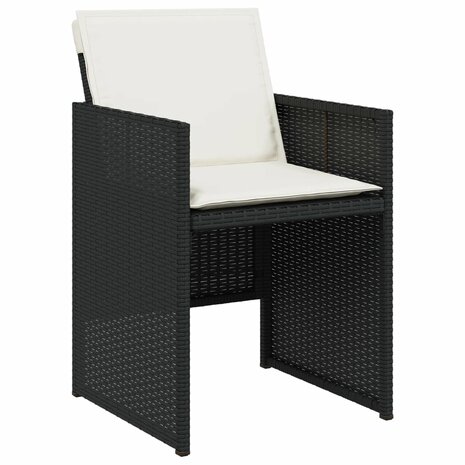 11-delige Tuinset met kussens poly rattan zwart
