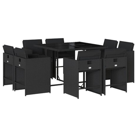 9-delige Tuinset poly rattan zwart