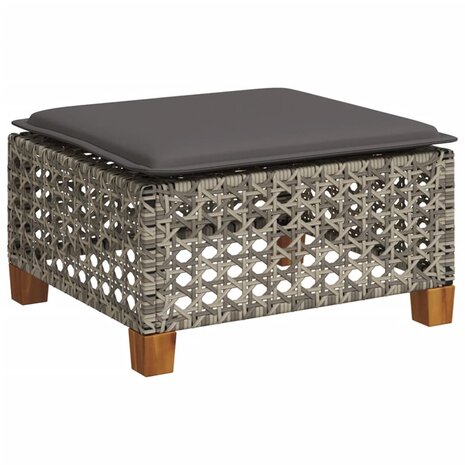 8-delige Loungeset met kussens poly rattan grijs
