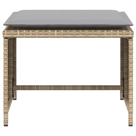 Tuinstoel met voetenbank poly rattan beige